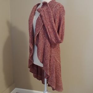 ‼️ GORGEOUS ‼️Wine Open Knit Ruffle sweater 💞